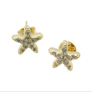 18K Gold Filled Star Fish CZ Cubic Zirconia Stud Earrings